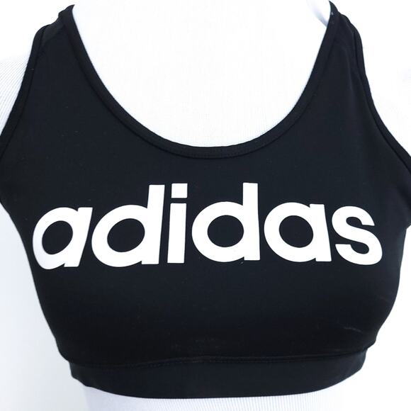 Adidas Climalite Sports Bra Black Medium, Large Spellout Letters - Picture 1 of 6